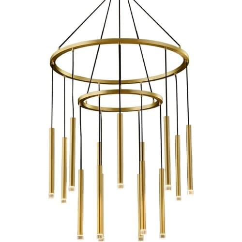 Ring design living room LED chandelier steel lamp AC110V 220V hotel lobby hanging lights