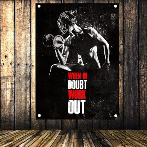 Motivational Posters For Gym Set Of Flag Banner, Workout Gym Canvas Painting Tapestry Wall Art Mural Stickers Home Decoration A1