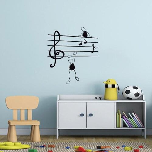 Musical Instrument Art Creative Airplane With Cloud Funny Guy Music Notes Wall Stickers Living Room Vinyl Stickers