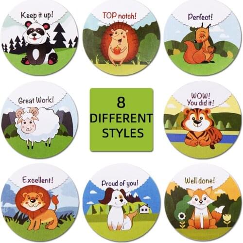 500pcs/Roll Animal Shape Reward Stickers for Students Childrens Wholesale Custom Packing Children Toy Stickers Gift Sticky Label