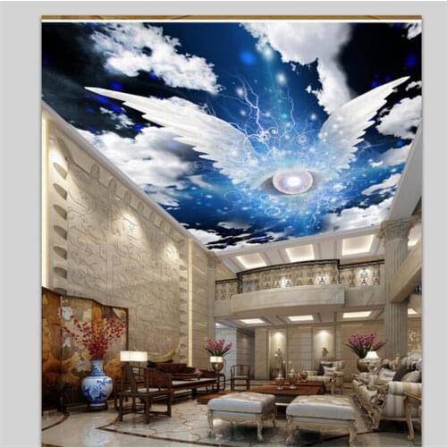 Mural papel de parede para quarto Custom wallpaper Angel wings sky white clouds zenith frescoes papel tapiz papier peint