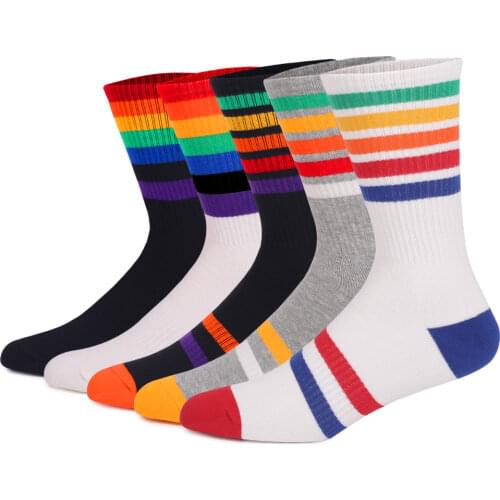 2021 New Style Colorful Fashion Harajuku Women and Men Combed Cotton Socks Stripe Gay Lesbian Casual Funny Socks