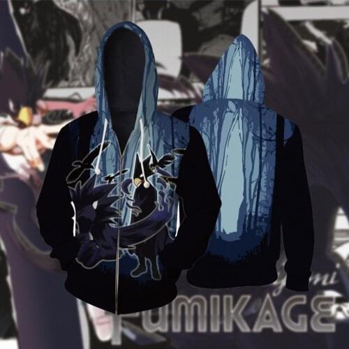 New My Hero Academia Tokoyami Fumikage Hoodies Jackets Cosplay 3D printed My Hero Academia Tokoyami Hoodies Sweatshirts