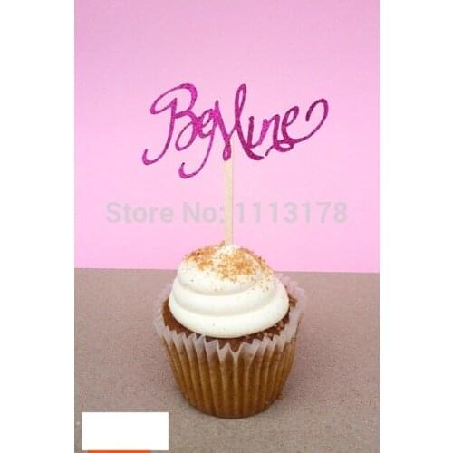 BE MINE Party Treat Picks / Cupcake Toppers wedding engagement bridal shower birthday party favors