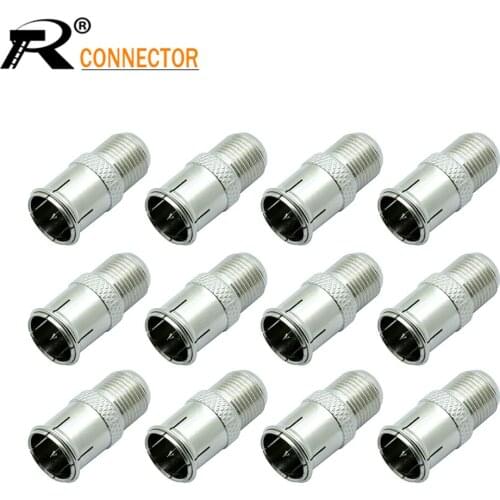 12/50/100PCS F Type Connector Male Plug To Female Jack Socket Adapter Push On RF Coaxial Connector for RF Audio Video Lighting