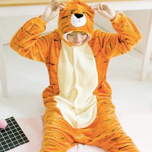 Tiger animal Pajamas cartoon flannel pijama homewear pijamas adults party cosplay Onesies boys girls clothes Sleepwear robe