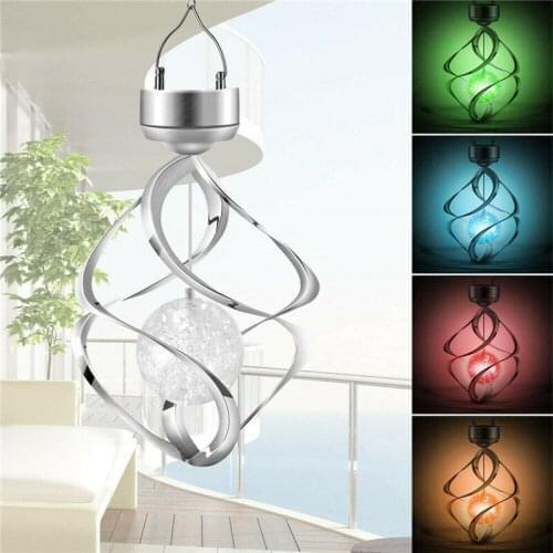 Solar Hanging Light Garden Powered Wind Chime Light LED Garden Spiral Spinner Lamp Color Changing Lawn Yard Home Decoration