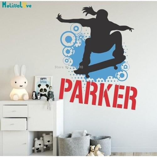 Custom 3 Colors Skateboard Wall Decal Skater Colorful Woodland Home Sport Decor Kids Boys Room Nursery YT6197