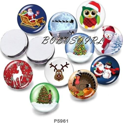 Christmas 12mm/18mm/20mm/25mm/30mm Round Glass Cabochon Flat Back Making Findings P6060
