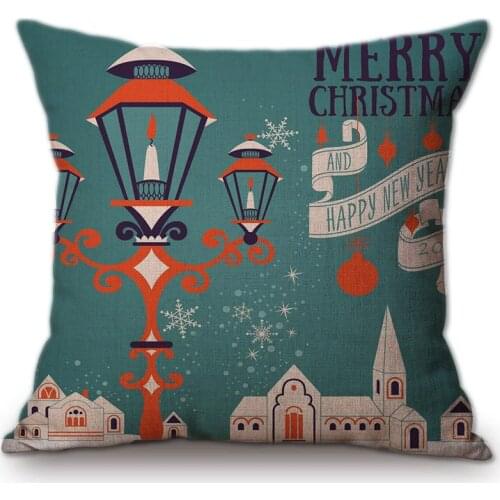 Christmas Decoration Cushion Cover Funny Elk Santa Claus Presents Xams Gifts Home Decorative Car Chair Sofa Throw Pillow Cover
