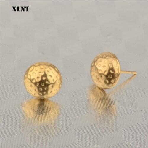 XLNT New 2019 Fashion Stereoscopic Geometric Half Sphere Gold Matte Metal Big Stud Earrings for Women Girls Party Accessories