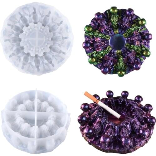 3D Skeleton Head Skull Silicone Mold for DIY UV Epoxy Skull Ashtray Mold Epoxy Resin Molds for Halloween Handmade Gifts