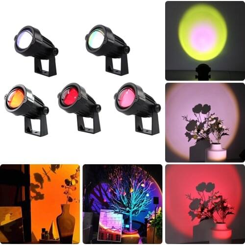 USB Rainbow Sunset Projector Atmosphere Night Light Home Coffee Shop Background Wall Decoration Colorful Lamp EU/US Plug