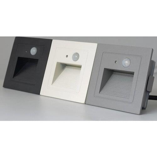 IP65 PIR motion Detector + Light Sensor Led Step Stair Lights Outdoor Footlight Recessed Corner Wall Lamp Exterior Garden Light