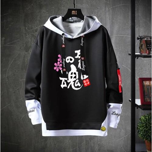 Japan anime Gintama Hooded Teenagers Costume cartoon Unisex Fake Two-Piece Hoodies Sweatshirt Casual jacket coat