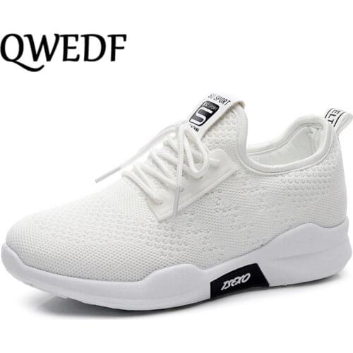 QWEDF 2019 Breathable Sneakers Women Treainers Knitted Vulcanized Shoes Mesh Slip On Sock Sneakers Light and comfortable BH-28