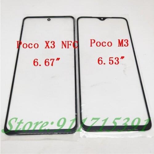 10Pcs For Xiaomi Poco X3 NFC /M3 M2010J19CG M2010J19C9 Front Touch Panel LCD Display Outer Glass Cover Lens Repair Replace Parts