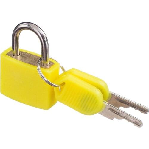 2 Small Padlock Set with Keys Luggage Suitcase Travel Bag Mini Lock Accessory Kit Solid Brass Red & Yellow