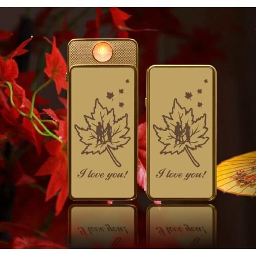 2PCS/LOT Hot Selling Creative Metal Elctronic Rechargeable USB Lighters Special Gift for Men