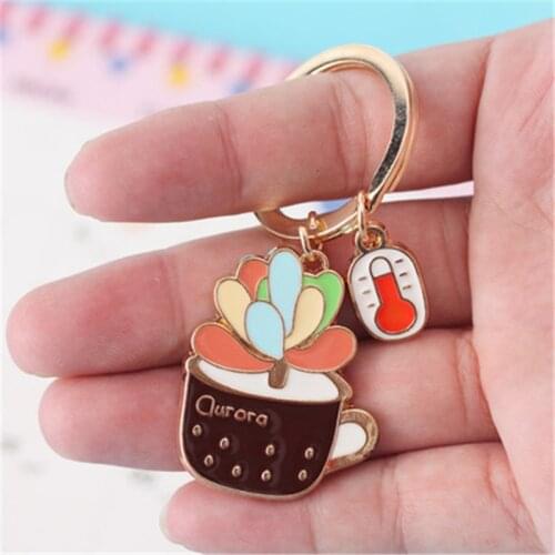 2018 trendy cute succulent key ring Creative giant cute keychain Cartoon pendant Ziqingxiangbao