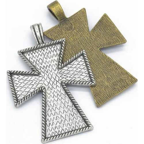 5PCS 79x53mm Antique Silver/Antique Bronze Crosses Charm Pendants For Jewelry Making