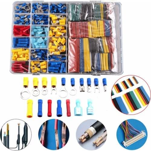 558pcs Insulated Cable Connector Electrical Terminals For Wire Crimp Spade Butt Ring Fork Set Ring Lugs Rolled Terminals Kit