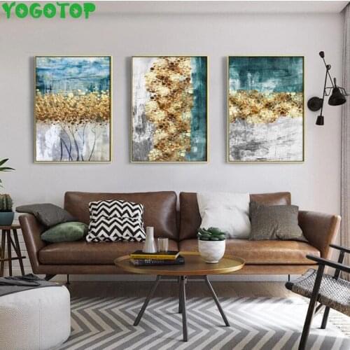 5D Full Diamond Painting Golden fortune tree Abstract Golden Art Cross Stitch Diy Diamond Embroidery Mosaic Wall art YY5121
