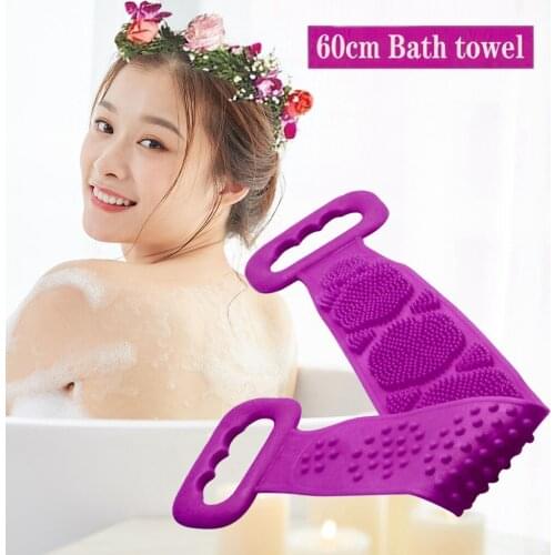 60cm Magic Silicone Brushes Bath Towels Rubbing Back Mud Peeling Body Massage Shower Extended Scrubber Skin Clean Shower Brushes