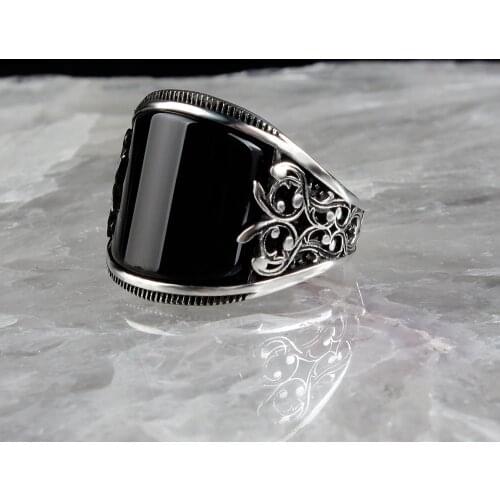 925 sterling Onyx Stone Men 'S Silver Ring
