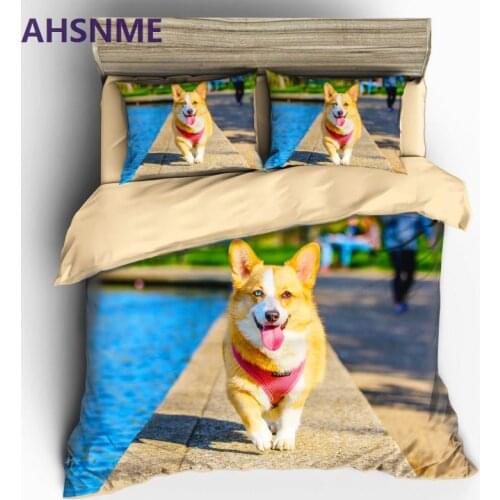 AHSNME Luxury bedding set 3D Cute dog Retriever duvet cover sets Us size super King bed linen bedclothes