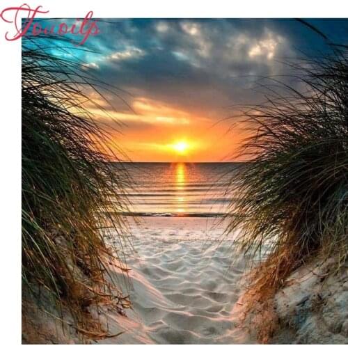 TOUOILP Sunset beach 5d Diamond Painting Needlework Embroidery Round&square Rhinestones Cross Stitch Living Room Decoration
