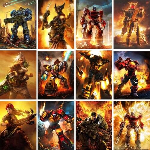 5D DIY Full Square/Round Rhinestone Diamond Painting Robot War Mosaic Embroidery Cross Stitch Kit Crafts Home Decoration