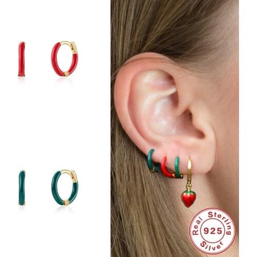 BOAKO 2021 Trend Color 925 Sterling Silver Earrings For Women Enamel Hoop Earrings Piercing Pendientes Summer Gift Aros Brincos