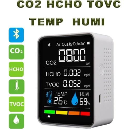 5 in 1 CO2 meterTVOC HCHO Digital Temperature Humidity Sensor Tester Air Quality Analyzer Dioxide Gas Monitor Carbon Detector