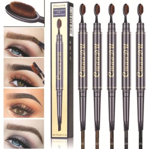 CmaaDu 2 In 1 Toothbrush Head Double Ended Eyebrow Pen Lasting Pigments Multi-functional Waterproof Makeup Eye Brow Pencil TSLM1