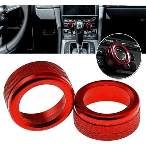 Alloy Knobs Covers Red 2pcs Cayenne Macan 718 For Porsche 911 Interior Parts