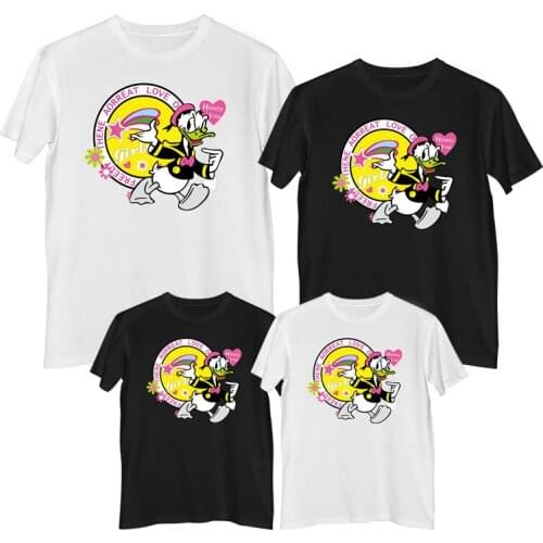 Disney Donald Duck Daisy Duck Tshirt Summer Comfortable 100%cotton Fashion Women tee shirt childrens clothing girls mother kids