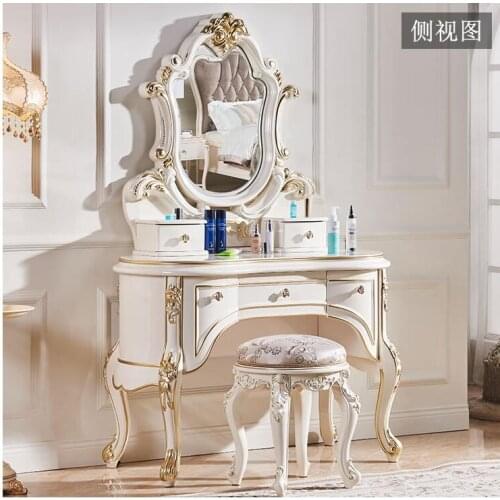 European dressing table bedroom dressing table solid wood cosmetic mirror table stool