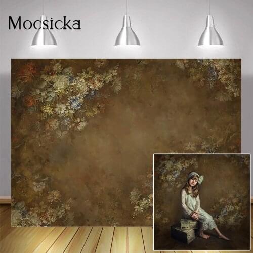 Retro Flowers Portrait Photography Backdrop Abstract Texture Floral Old Master Background Children Birthday Art Photocall Studio