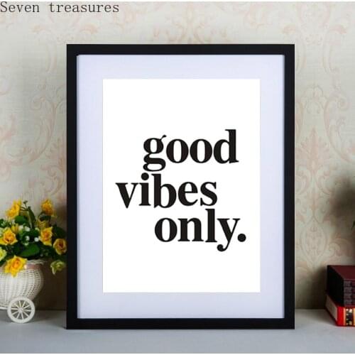 "good vibes only" Canvas Paintings Minimalist Black White Quotes for Kids Room Home Decor Nursery Wall Art Poster Print Pictures
