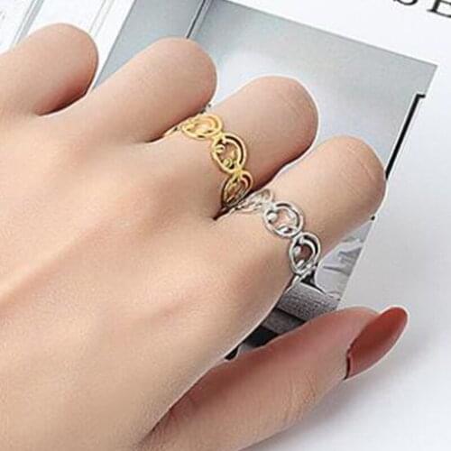 Multiple Styles Rings Unique Geometry Twist Opening Ring Simple Cute Hollow Smiley Jewelry Party Daily Couple Gift Women Men