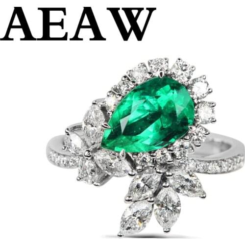 1.2ct to 1.3ct Natural Emerald 14K White Yellow Gold 0.4 to 0.5ct Round Cut Diamond Engagement Ring Jewelry Gemstone colombian
