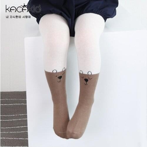 Kacakid 2019 New Spring Fall Cotton Bear Cat 2 Colors Kids Baby Pantyhose Anti-slip Sockings For Children Girls 0-4 T