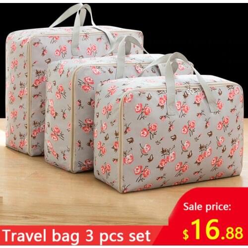 3 piece set vacation travel bag clothes storage bag large capacity big bag clothes quilt bag moisture-proof moving house pack
