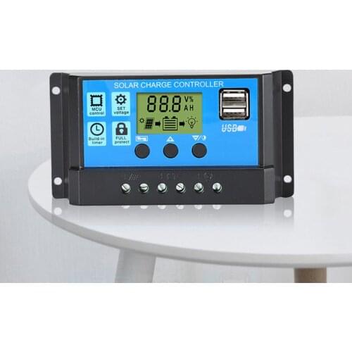 Solar Charger Controller 30A20A10A 12V 24V Battery Charger LCD Dual USB Solar Panel Regulator For Max 50V Automatically Manage