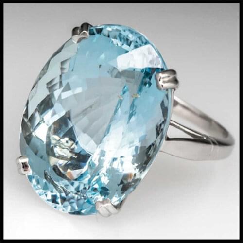 Fashionable American selling ring inlaid with sea blue ring hand decoration proposal goose egg and ring