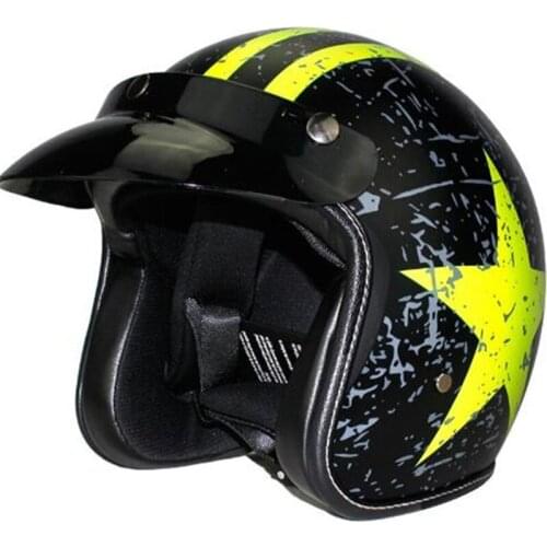 Black Yellow Vintage Motorcycle Helmet For Racer Jet Capacetes De Motociclista Vespa Cascos Para Moto Dot Ce