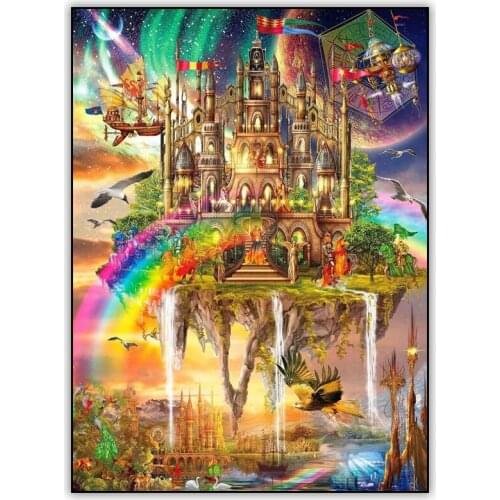 Fantasy 5d DIY Diamond Painting Cartoon Fairy Tale Castle Full Drill Square Diamond Mosaic Paintings Embroidery Cross Stitch Kit