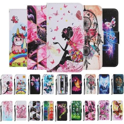 Painted Flip Leather Phone Case for iPhone13 11 12 Pro Max XR XS SE 2020 7 8 Plus Cute Wallet Cover Card Slots Protection Coque