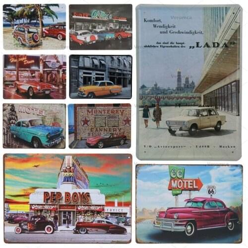 Retro Cuba Brand Car Tin Signs Motel Vintage Decor Plaque Bar Pub Station Gift Poster Decorative Metal Wall Panel